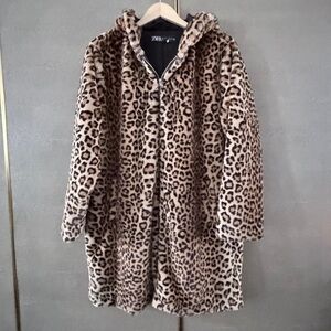 Zara Animal Print Teddy Jacket